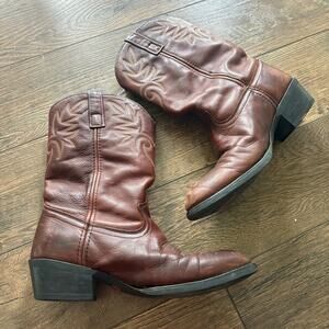 Dingo Cowboy Western Brown Leather Embroidered Boot Black Sole DI05981 Size 10 D